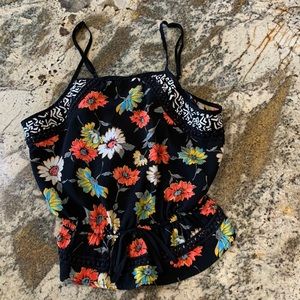 Floral peplum tank blouse